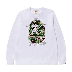 Футболка BAPE ABC Camo Japanese Letters Long-Sleeve Tee, White/Green