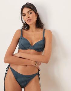 Бикини-топ на косточках с подкладкой из рубчика ASOS DESIGN Riddy, сланцево-голубого цвета