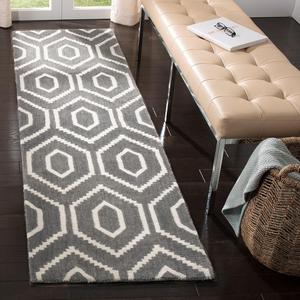 Ковер-дорожка SAFAVIEH, 69 x 244 см, Himalaya Collection, Dark Grey & Ivory, ручная работа из шерсти, идеален для помещений с высокой проходимостью в гостиной, спальне (HIM902F)