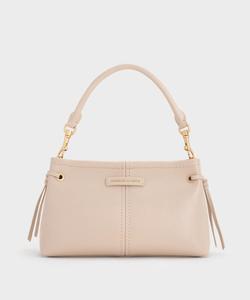 Сумка Noane с затягивающимся шнурком и верхней ручкой, выполненная в технике «мятый узор» Charles & Keith, цвет Oat