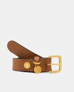 Женский ремень Gianni Chiarini из коричневой пузырчатой кожи. Подвеска и заклепка с логотипом, светло-коричневый