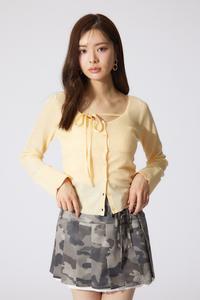 Комплект из топа и кардигана с отделкой лентами Rienda, цвет Yel