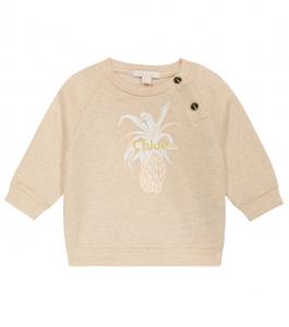 Детская хлопковая толстовка с принтом Chloé Kids, Beige Light Marl