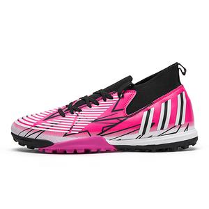 Футбольные бутсы для детей и подростков, противоскользящие, износостойкие, легкие, с амортизацией, средней высоты LaLapig, черный/розовый/красный