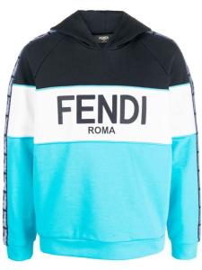 FENDI худи с монограммой и логотипом, синий