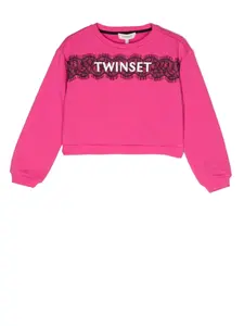 Толстовка с нашивкой-логотипом TWINSET Kids, розовый