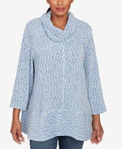 Укороченный вязаный топ с воротником-хомутом и эффектом космической окраски из синели Ruby Rd, Bluebell Multi