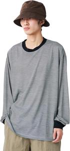 Летняя шерстяная футболка с длинными рукавами Snow Peak в полоску (CS-26SU006) - сшитая футболка с длинными рукавами для мужчин и женщин, черный