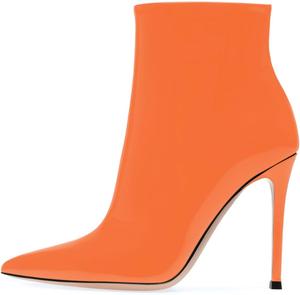 Женские сексуальные ботильоны iadore на высоком каблуке-шпильке с острым носком, боковой молнией, из лакированной кожи, модные зимние и осенние ботинки, размеры 5-12 US, Orange