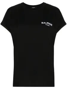 Футболка с фактурным логотипом BALMAIN, черный