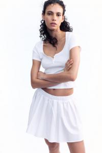 Футболка с пуговицами сверху и круглым вырезом H&M, белый