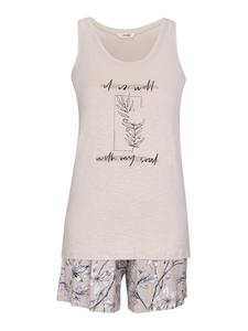 Короткий пижамный комплект Goldenbay Caroline, бежевый/серый