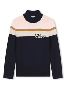 Джемпер с высоким воротником Chloé Kids, синий