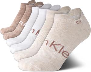 Мужские носки Calvin Klein, непромокаемые, 6 пар, с амортизирующей вставкой, с низким вырезом, для кроссовок, лоферов, лодочек. Размер: Размер, White Assorted