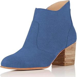 Женские ботильоны YDN с округлым носком, массивным средним каблуком, замшевые с боковой молнией, Blue