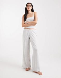 Широкие брюки Cotton On Sleep из вафельной ткани светло-серого цвета с меланжевым оттенком