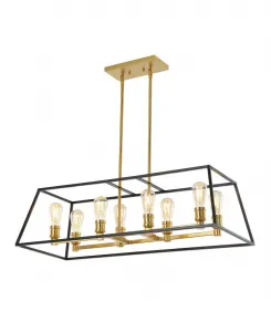 Подвесной светильник Liane 89 см, 8 ламп, в стиле фермерского дома и индастриал, линейный, светодиодный Jonathan Y, черный/золотой