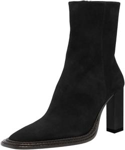 Женские ботильоны FOWT с квадратным носком, средней высоты, на каблуке-блоке, с боковой молнией, повседневные осенние уличные обувь, размер 4-16 США, Black