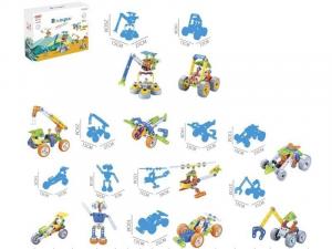 Строительные блоки, гибкая 167 эл. Строительная техника, автомобиль, гонщик, самолет, робот для разборки и токарной обработки 10 в 1 Inna marka