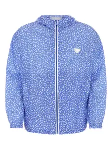 Ветровка с капюшоном и принтом Prada, синий