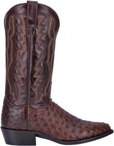 Мужские сапоги Dan Post Pershing из кожи страуса с вышивкой, круглый носок, без застежки, средней высоты - коричневые