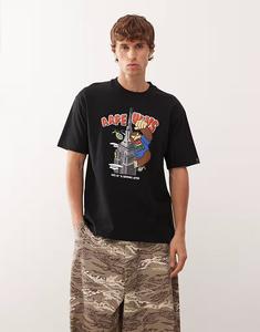 Футболка свободного кроя Aape by A Bathing Ape черного цвета с принтом здания спереди Aape By A Bathing Ape