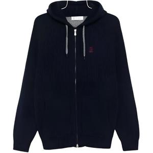 Кардиган с капюшоном на молнии Brunello Cucinelli, синий
