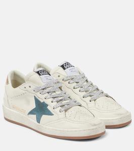 Кожаные кроссовки Ball Star Golden Goose, White / Smoke Blue / Peach