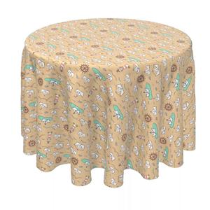 Круглая скатерть, 100% полиэстер, круглая 60 дюймов, рисунок в морском стиле