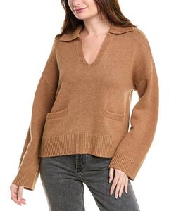 Rag & bone Danica Вязаный свитер-поло из смеси шерсти и кашемира, коричневый