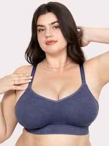 Гладкий бесшовный комфортный бюстгальтер с косточками Curvy Couture, crown blue acid wash