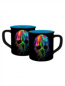 Кружка с неоновой эмалью "Череп" 400 мл, черная - 400 мл Geda Labels
