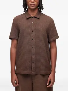 Фактурная рубашка с короткими рукавами Osklen, коричневый