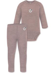 Normani Outdoor Sports Боди с длинными рукавами из мериносовой шерсти и детские штанишки из мериносовой шерсти розового цвета