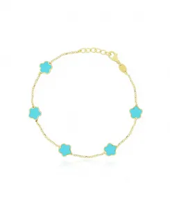 Браслет с бирюзовым цветком, 14-каратное золото The Lovery, turquoise