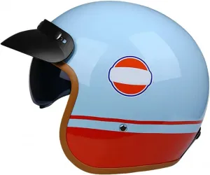 Сертифицированный ECEDOT шлем-джет, ретро-шлем-полуоболочка, мотоциклетный полушлем с визором, шлем для чоппера, шлем для скутера, открытый шлем, со съемной подкладкой HaiBing, 4