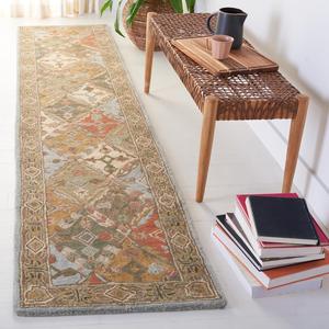 Ковер-дорожка SAFAVIEH, 69 x 305 см, Heritage Collection, Light Blue & Light Brown, ручной работы традиционный восточный из шерсти, идеален для помещений с высокой проходимостью в гостиной, спальне (HG316C)