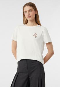 Футболка comma Print T-shirt, Weiß/White