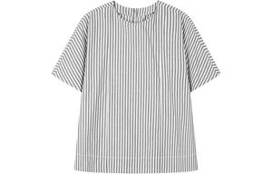 MUJI Футболка Women's Black X Stripes с круглым вырезом, умеренно прямого кроя