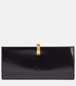 Кожаный клатч daria minaudiere Saint Laurent, черный