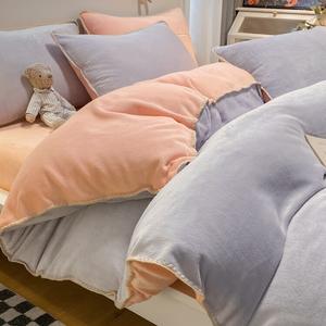 Disney Пододеяльник 180х220 см из толстого флиса, двусторонний, цвет светло-фиолетовый и кремово-розовый