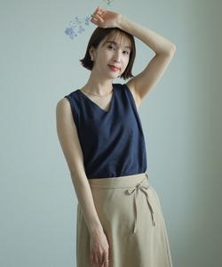 Майка с V-образным вырезом и вафельной текстурой Pourvous, цвет Navy