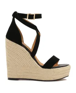 Замшевые сандалии с якорем и джутовой веревкой Kazar, черный