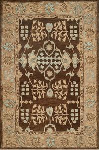 Ковер SAFAVIEH, 122 x 183 см, Taj Mahal Collection, Light Brown & Beige, ручной работы из традиционной шерсти, идеально подходит для помещений с высокой проходимостью: прихожая, гостиная, спальня (TJM107B)