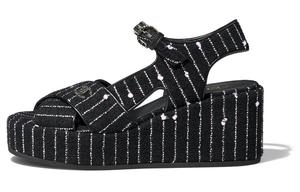 Женские сандалии Chanel, черный/белый