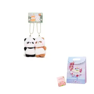 Очаровательный маленький брелок поросенок щенок капибара кот богатства ягненок панда кукла плюшевый подвес 12см высота Jinnew, Cute Panda - Shopping Bag + Random Greeting Card