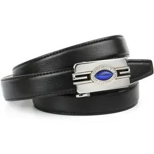 Кожаный ремень Anthoni Crown с крупным драгоценным камнем, черный