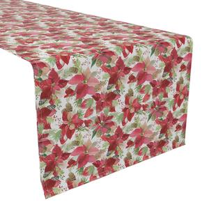 Настольная дорожка, 100 % полиэстер, 12x72 дюйма, пуансеттия и сосновые шишки.