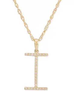 Ожерелье с бриллиантом (1/10 карата) в форме инициала из 10-каратного золота, 16 дюймов + 2-дюймовый удлинитель Macy'S, i