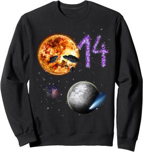 14-й день рождения, космос, 14 лет, Вселенная, праздничная толстовка 14Th Birthday Planet - Boys And Girls Gifts, черный